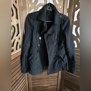 H&M Women's Black Double-Breasted Jacket- Size 10